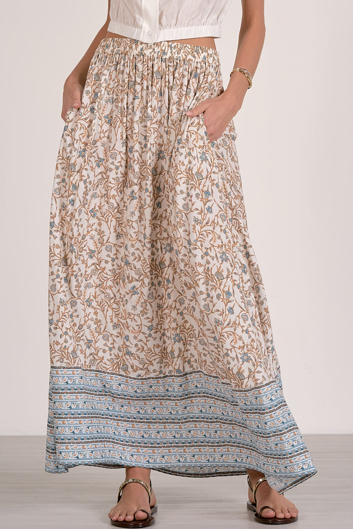 Blue Whimsy Printed Maxi Skirt