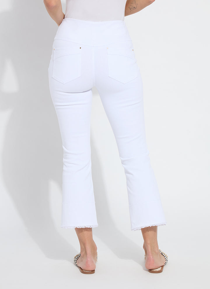 Dara Seamed Hem Crop Denim in White