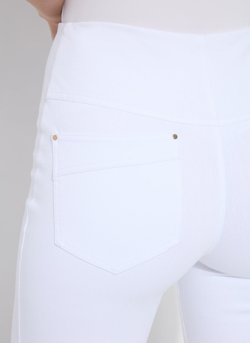 Dara Seamed Hem Crop Denim in White