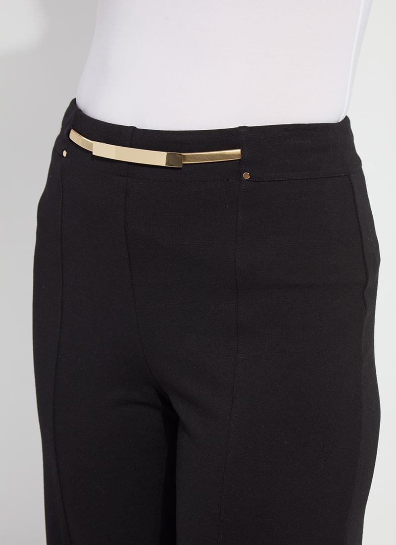 Black Wide Leg Crop Fringe Belted Pant