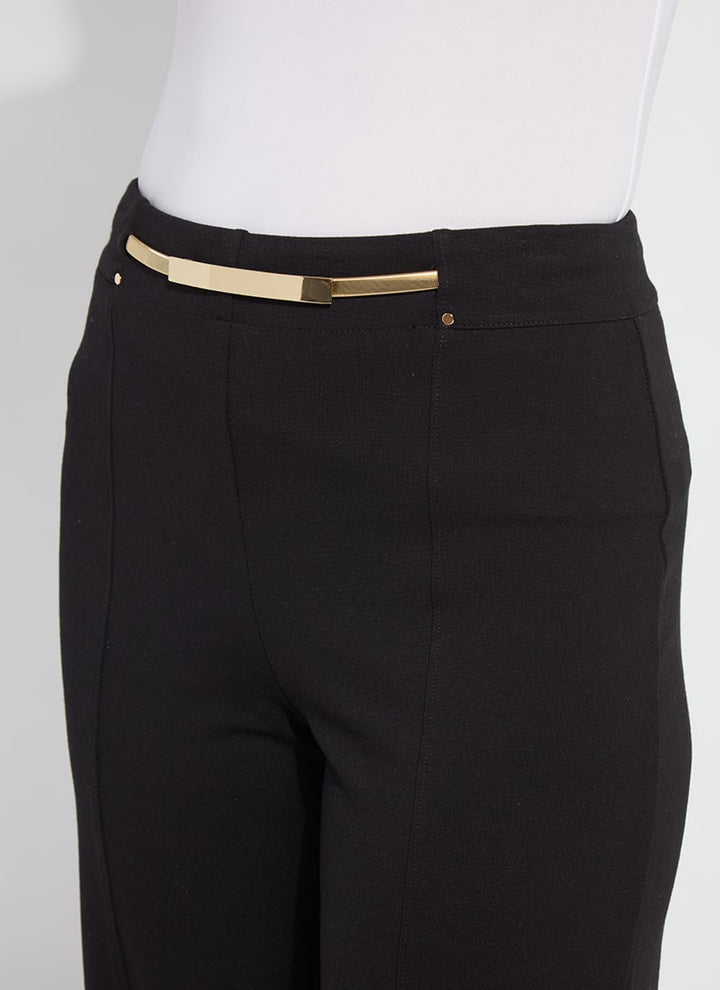 Black Wide Leg Crop Fringe Belted Pant