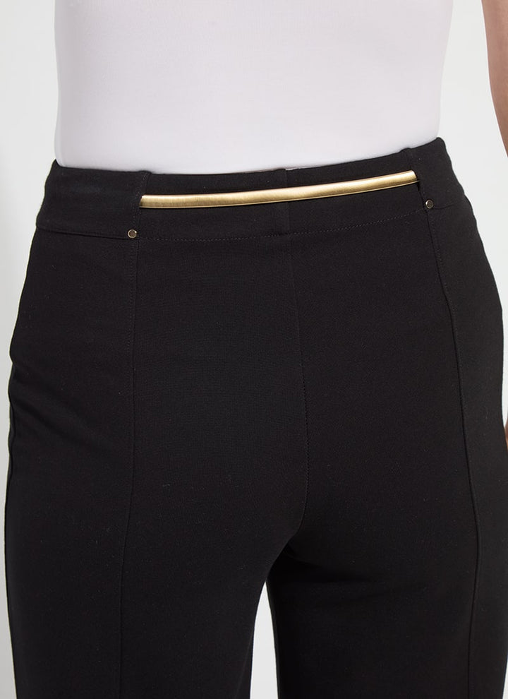 Black Wide Leg Crop Fringe Belted Pant