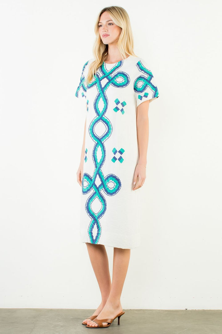 Cream Embroidered Midi Dress