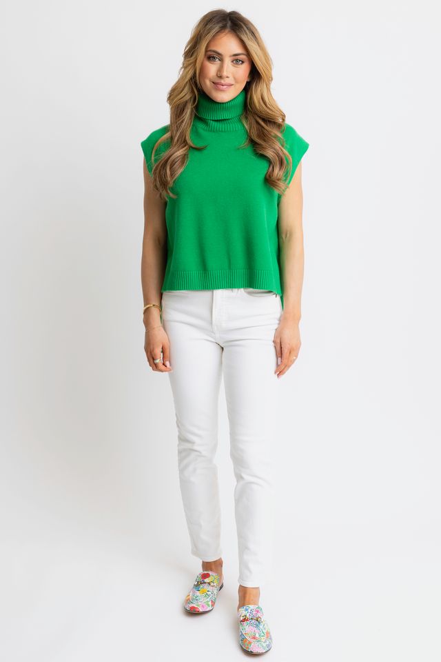 Green Sleeveless Turtleneck Sweater