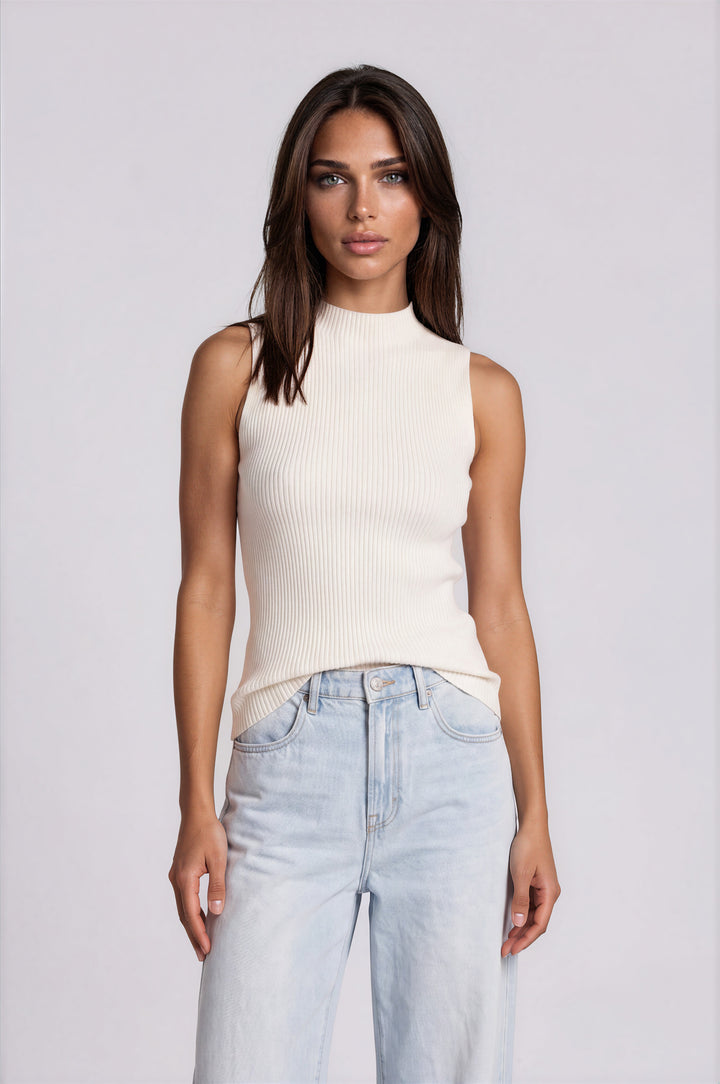 Cream Mockneck Tank